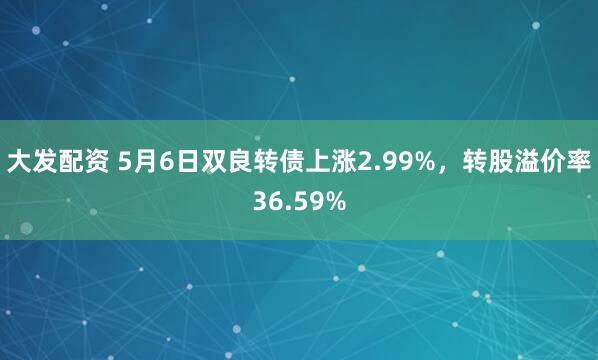 大发配资 5月6日双良转债上涨2.99%，转股溢价率36.59%